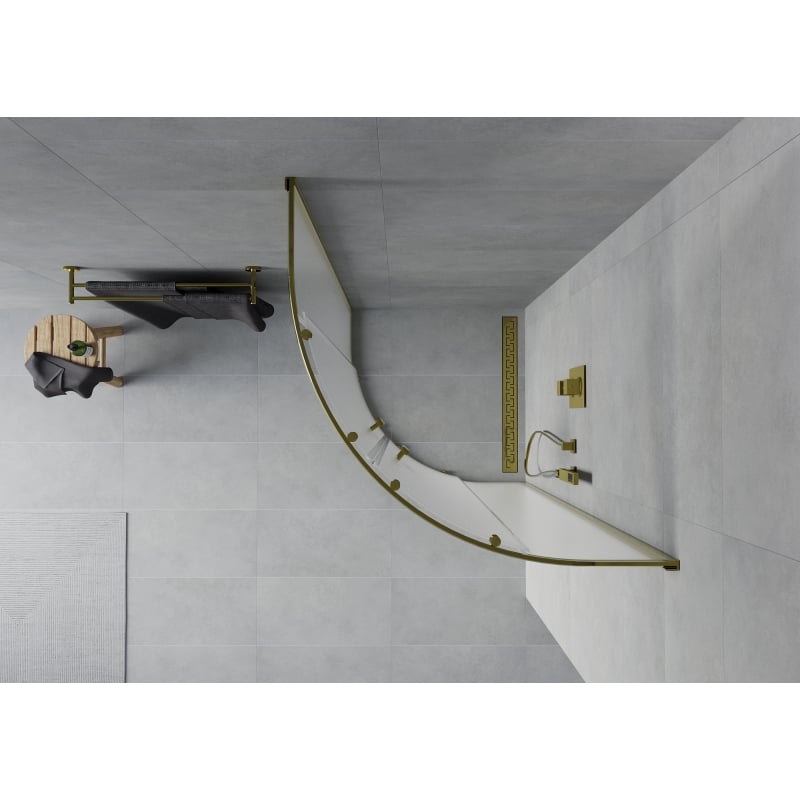 Mexen Rio semicircular shower cabin 70 x 70 cm, frost, gold - 863-070-070-50-30