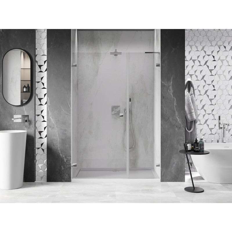 Mexen Lunar-B L vasakpoolne dušiuks, hingedega 120 cm, läbipaistev, kroom - 832SL-120-050-01-00-L