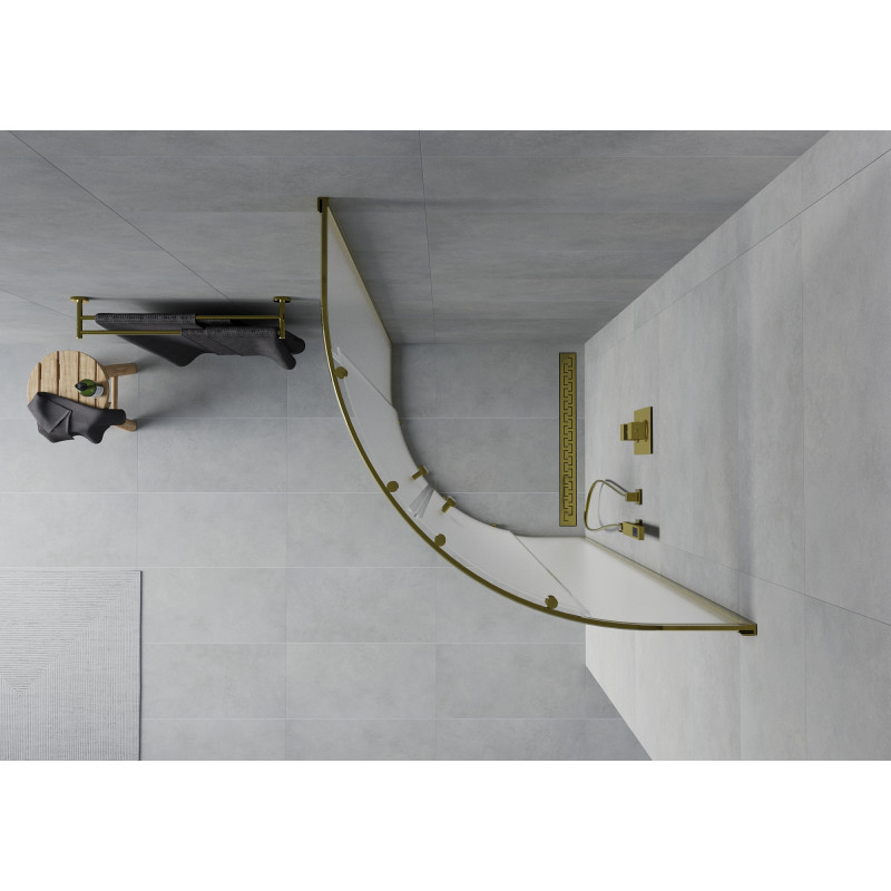 Mexen Rio cabine de douche semi-circulaire 90 x 90 cm, dépoli, or - 863-090-090-50-30