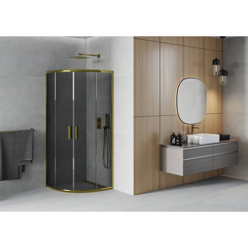 Mexen Rio halbkreis-Duschkabine 70 x 70 cm, grafit, gold - 863-070-070-50-40