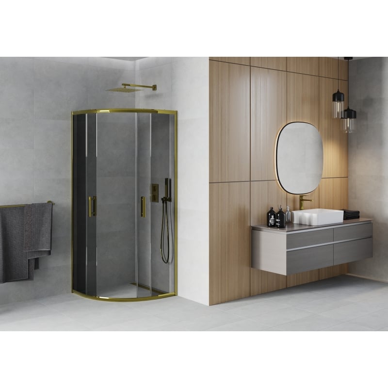 Mexen Rio halbkreis-Duschkabine 70 x 70 cm, grafit, gold - 863-070-070-50-40