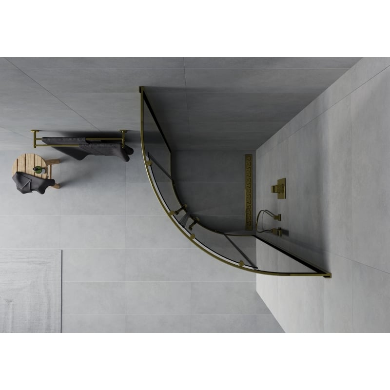 Mexen Rio halbkreis-Duschkabine 70 x 70 cm, grafit, gold - 863-070-070-50-40