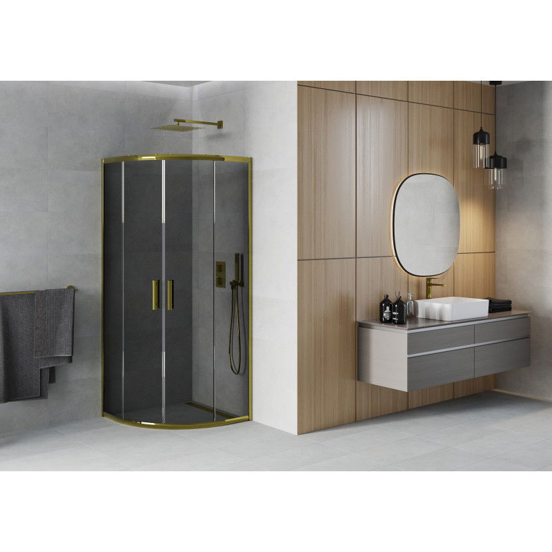 Mexen Rio semi-circular shower cabin 80 x 80 cm, graphite, gold - 863-080-080-50-40