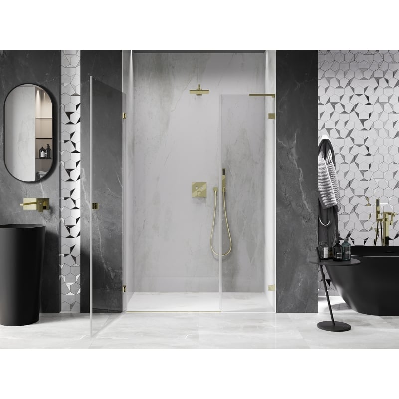 Mexen Lunar-B L left swing shower door 110 cm, transparent, gold - 832SL-110-050-50-00-L