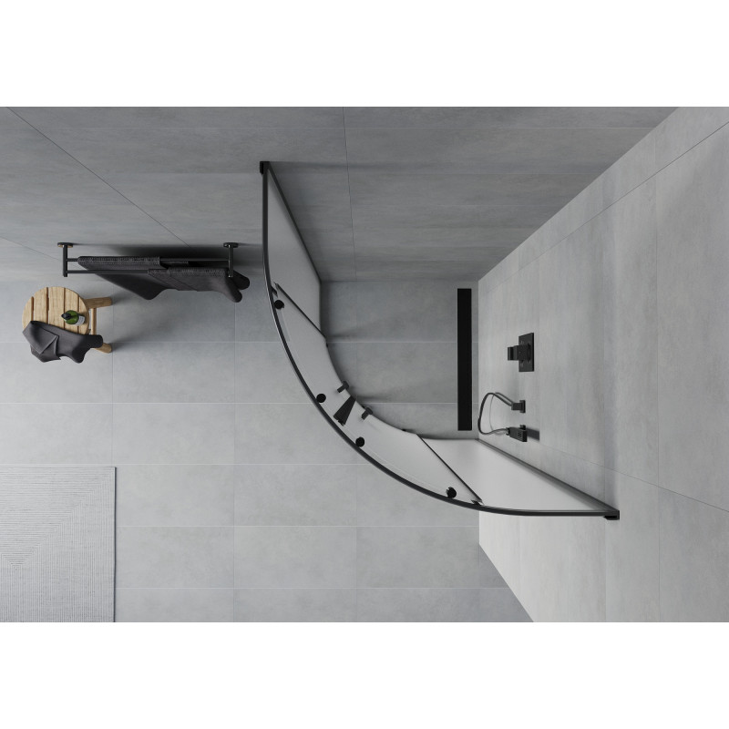 Mexen Rio polkrožna tuš kabina 90 x 90 cm, mat, črna - 863-090-090-70-30