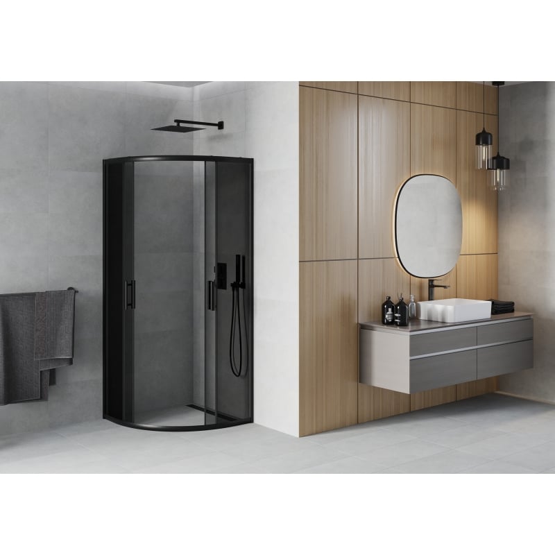 Mexen Rio cabina doccia semicircolare 70 x 70 cm, grafite, nera - 863-070-070-70-40
