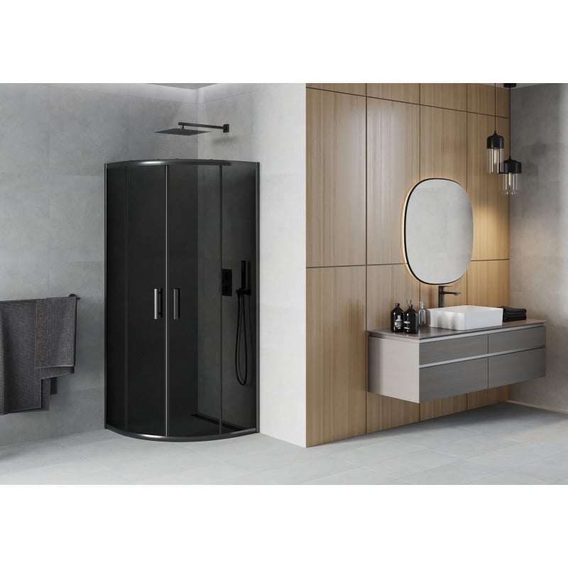 Mexen Rio cabina doccia semicircolare 70 x 70 cm, grafite, nera - 863-070-070-70-40