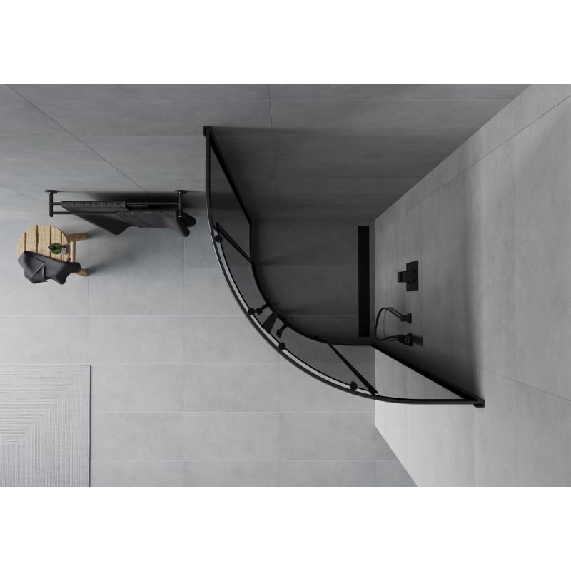 Mexen Rio cabina doccia semicircolare 70 x 70 cm, grafite, nera - 863-070-070-70-40