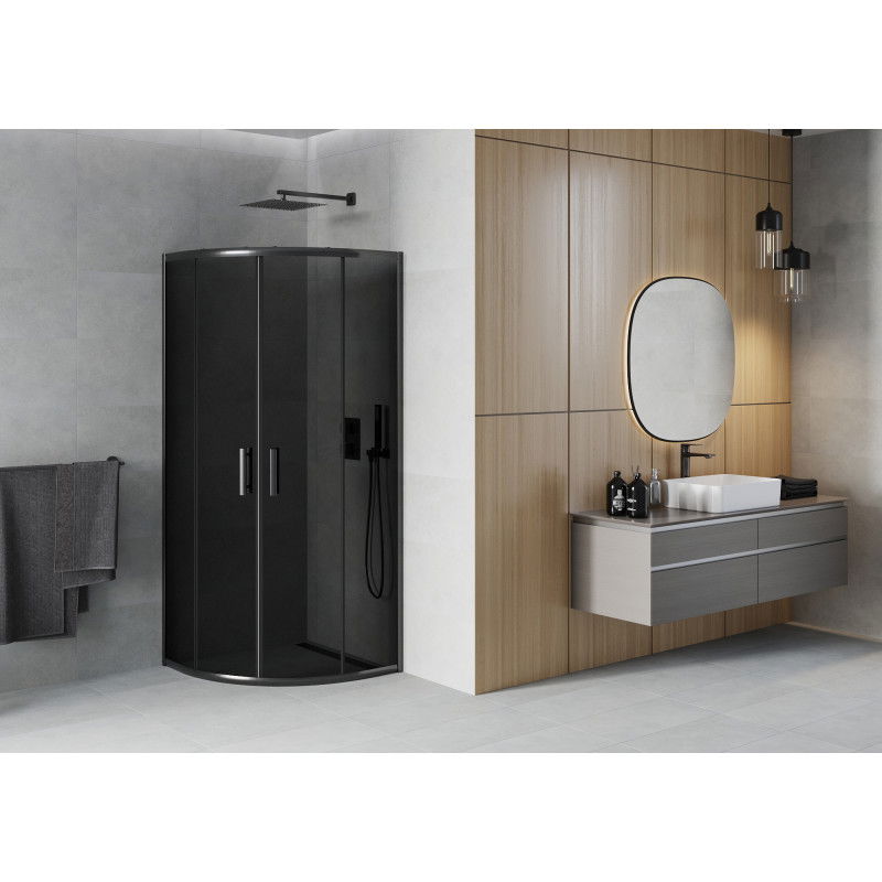 Mexen Rio semi-circular shower cabin 90 x 90 cm, graphite, black - 863-090-090-70-40
