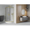 Mexen Rio cabine de douche semi-circulaire 70 x 70 cm, transparent, dorée + bac à douche, blanc - 863-070-070-50-00-4710
