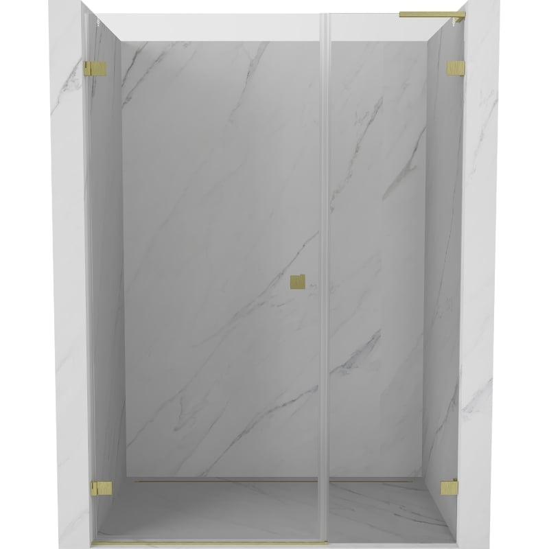 Mexen Lunar-B L duššiuksed vasakpoolseks avamiseks 130 cm, läbipaistev, kuldne harjatud - 832SL-130-050-55-00-L