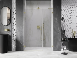 Mexen Lunar-B L lijeva zakretna tuš vrata 150 cm, prozirna, zlatna brušena - 832SL-150-050-55-00-L