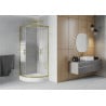 Mexen Rio cabine de douche semi-circulaire 70 x 70 cm, bandes blanches, dorée + receveur Rio, blanc - 863-070-070-50-20-4710