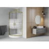 Mexen Rio semi-circular shower cabin 80 x 80 cm, white stripes, gold + shower tray, white - 863-080-080-50-20-4710