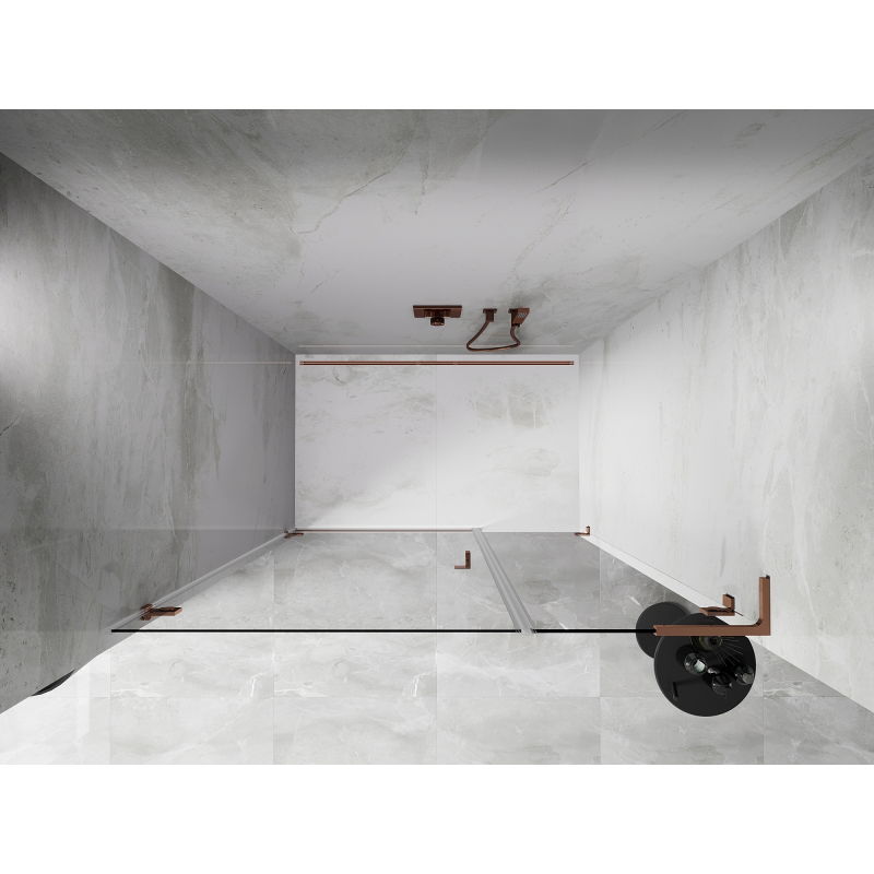 Mexen Lunar-B L porte de douche pivotante gauche 115 cm, transparent, or rose - 832SL-115-050-60-00-L