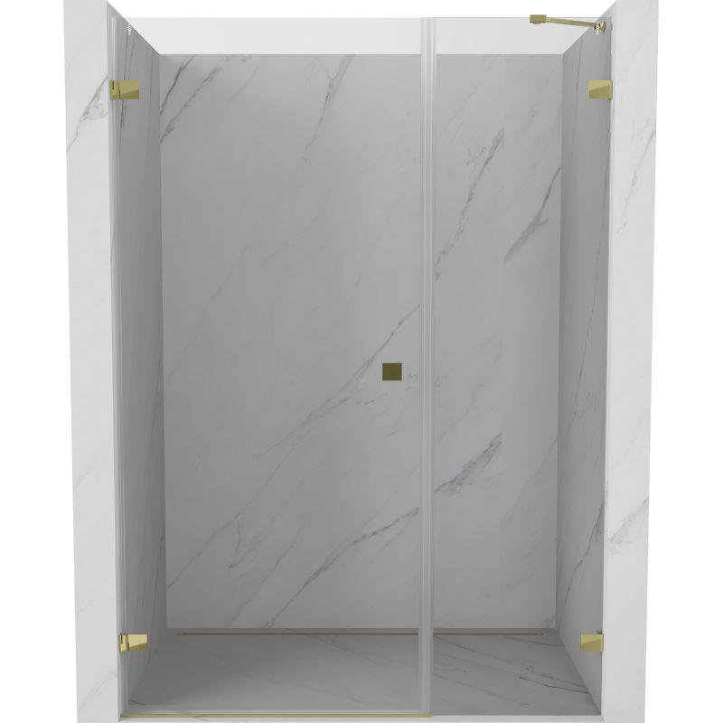 Mexen Lunar-B draaibare douchedeur links 135 cm, transparant, goud - 832S-135-050-50-00-L