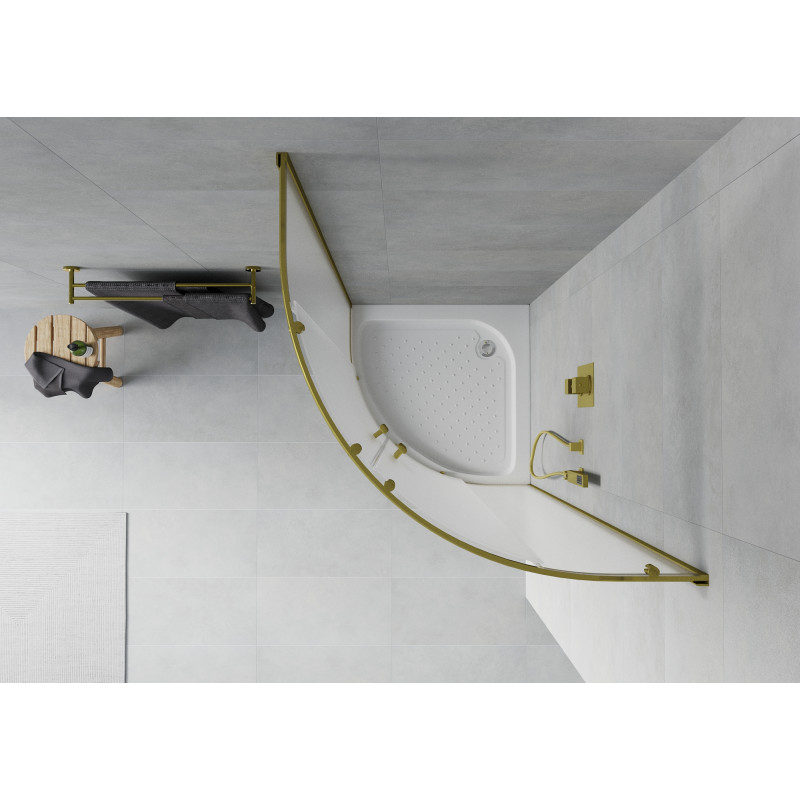 Mexen Rio cabina doccia semicircolare 70 x 70 cm, brina, oro + piatto doccia, bianco - 863-070-070-50-30-4710