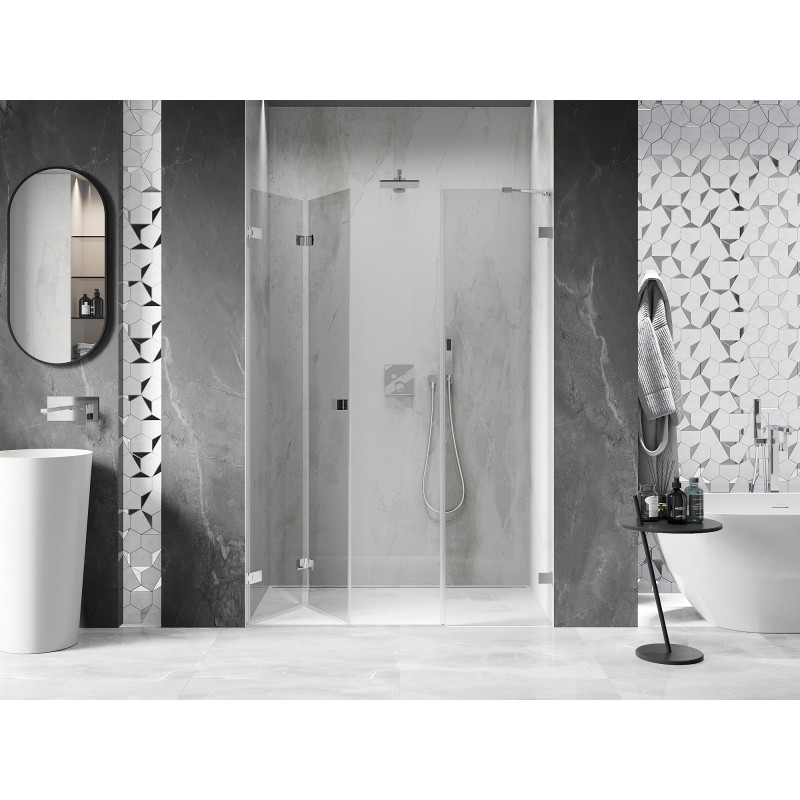 Mexen Lunar-F kokkuklapitavad duššuksed vasakul 135 cm, läbipaistev, kroom - 836S-135-050-01-00-L