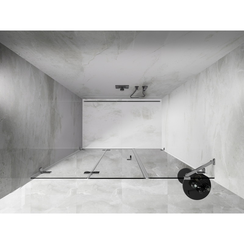 Mexen Lunar-F kokkuklapitavad duššuksed vasakul 135 cm, läbipaistev, kroom - 836S-135-050-01-00-L