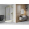 Mexen Rio Duschkabine halbrund 90 x 90 cm, mattiert, gold + Rio Duschwanne, weiß - 863-090-090-50-30-4710