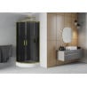 Mexen Rio semi-circular shower cabin 70 x 70 cm, graphite, gold + shower tray, white - 863-070-070-50-0-4710