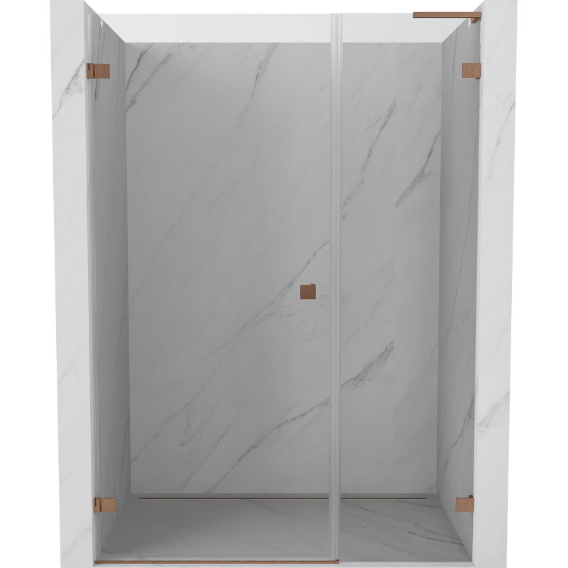 Mexen Lunar-B L puertas de ducha abatibles izquierda 135 cm, transparente, cobre cepillado - 832SL-135-050-65-00-L