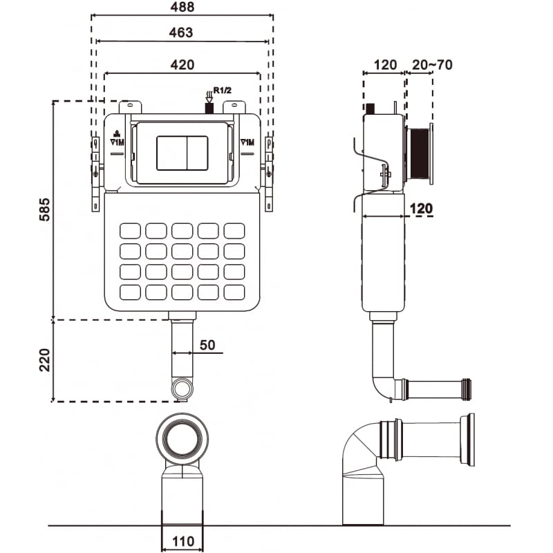 Mexen Tex S concealed frame for standing WC - 61102