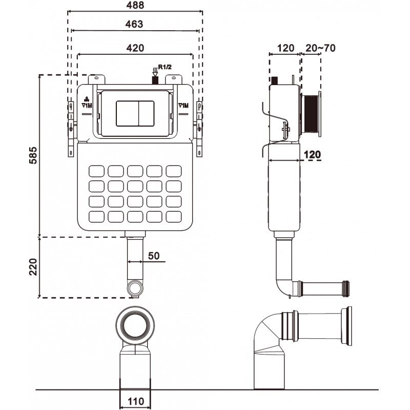 Mexen Tex S onderbouwframe voor staande WC - 61102