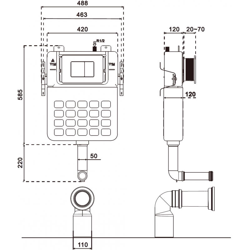 Mexen Tex S Unterputzrahmen für stehende WC - 61102