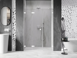 Mexen Lunar-F vouwdeuren voor douche links 115 cm, transparant, wit - 836S-115-050-20-00-L