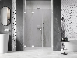 Mexen Lunar-F portes de douche pliantes gauches 125 cm, transparent, blanc - 836S-125-050-20-00-L