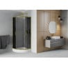 Mexen Rio halfronde douchecabine 90 x 90 cm, grafiet, goud + Rio douchebak, wit - 863-090-090-50-0-4710