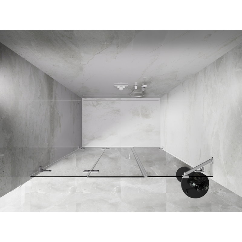 Mexen Lunar-F left folding shower door 145 cm, transparent, white - 836S-145-050-20-00-L