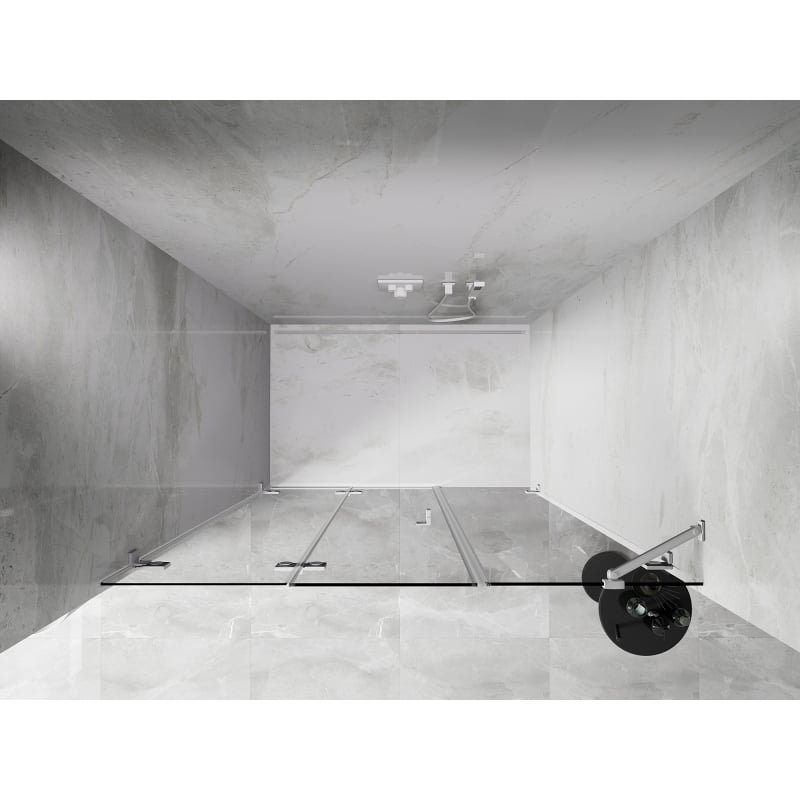 Mexen Lunar-F porte de douche pliante gauche 145 cm, transparent, blanc - 836S-145-050-20-00-L