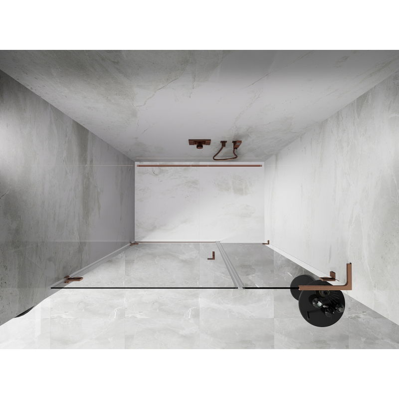 Mexen Lunar-B L porte de douche pivotante gauche 145 cm, transparent, cuivre brossé - 832SL-145-050-65-00-L