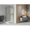 Mexen Rio quadratische Duschkabine 80 x 80 cm, transparent, gold + Duschwanne, weiß - 860-080-080-50-00-4510