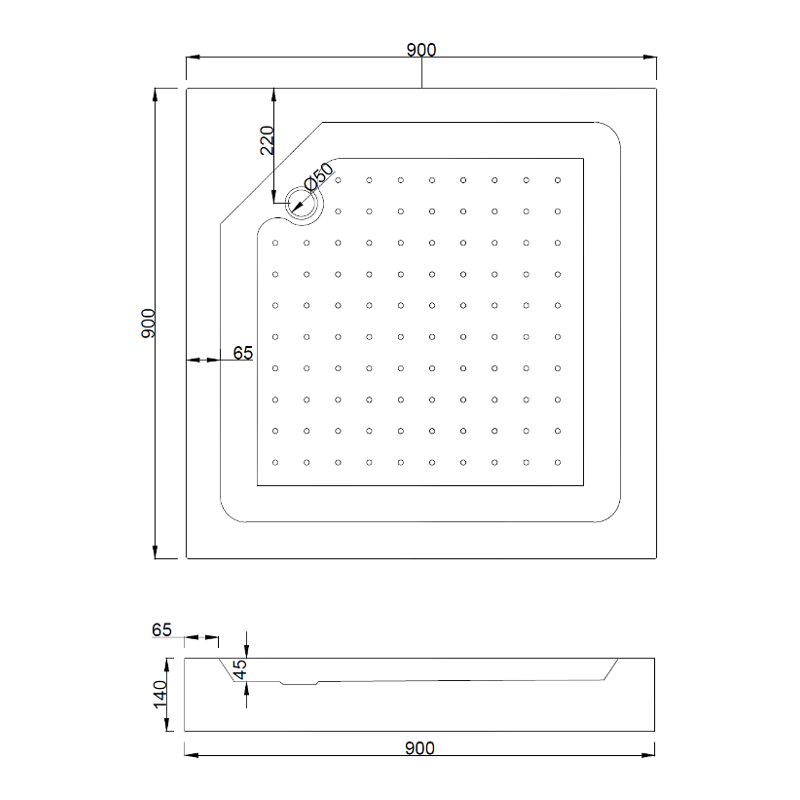 Mexen Rio fyrkantig duschkabin 90 x 90 cm, transparent, guld + duschkar, vit - 860-090-090-50-00-4510