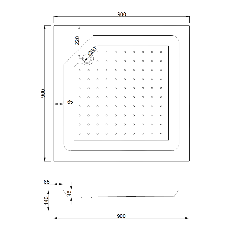 Mexen Rio vierkante douchecabine 90 x 90 cm, transparant, goud + douchebak, wit - 860-090-090-50-00-4510