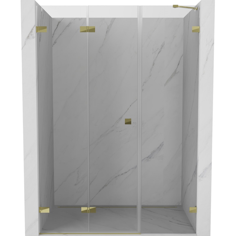 Mexen Lunar-F drzwi prysznicowe składane lewe 110 cm, transparent, złote - 836S-110-050-50-00-L