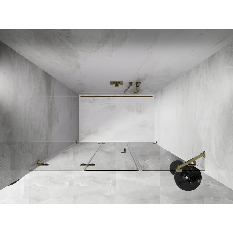 Mexen Lunar-F drzwi prysznicowe składane lewe 110 cm, transparent, złote - 836S-110-050-50-00-L