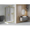 Mexen Rio cabine de douche carrée 90 x 90 cm, transparent, dorée + bac à douche, blanc - 860-090-090-50-00-4510