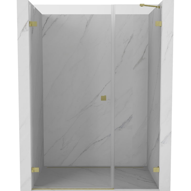 Mexen Lunar-B Duschdrehtür links 140 cm, transparent, gebürstetes Gold - 832S-140-050-55-00-L