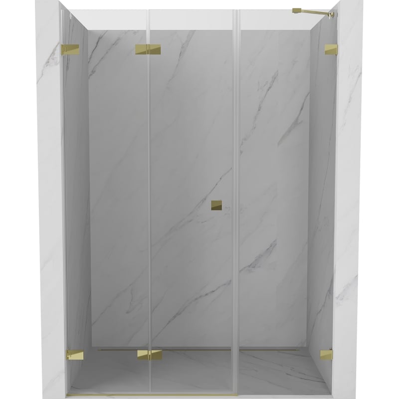 Mexen Lunar-F drzwi prysznicowe składane lewe 125 cm, transparent, złote - 836S-125-050-50-00-L