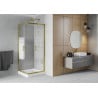 Mexen Rio cabine de douche carrée 80 x 80 cm, bandes blanches, or + receveur, blanc - 860-080-080-50-20-4510