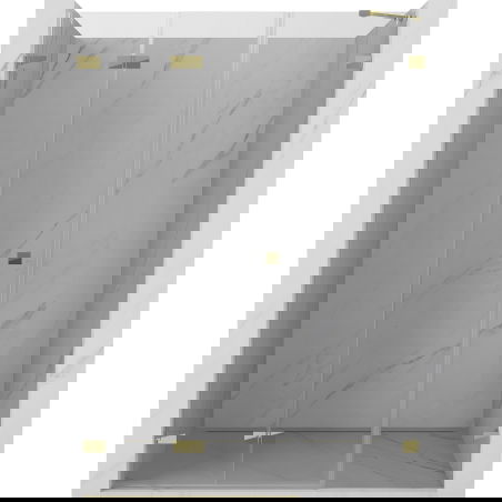 Mexen Lunar-F opvouwbare douchedeur links 140 cm, transparant, goud - 836S-140-050-50-00-L