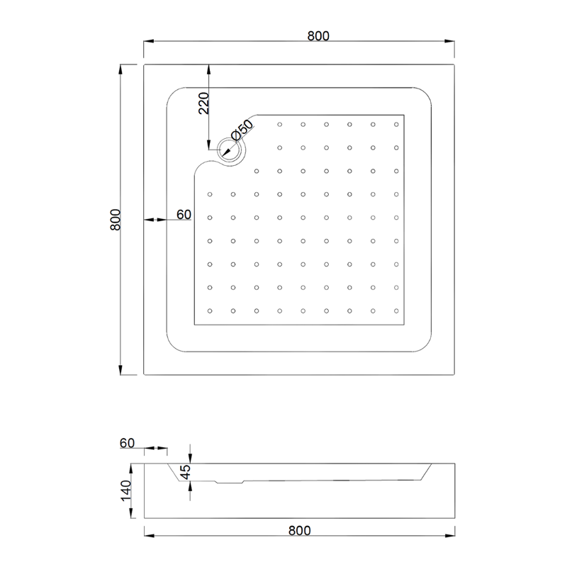 Mexen Rio cabine de duche quadrada 80 x 80 cm, faixas brancas, dourada + base de chuveiro, branca - 860-080-080-50-20-4510