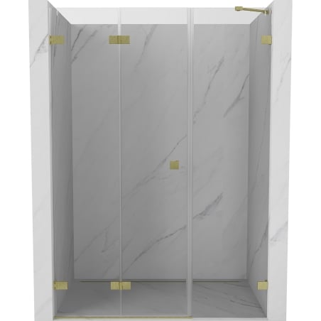 Mexen Lunar-F drzwi prysznicowe składane lewe 125 cm, transparent, złote szczotkowane - 836S-125-050-55-00-L