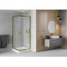 Mexen Rio cabine de douche carrée 80 x 80 cm, verre dépoli, doré + receveur Rio, blanc - 860-080-080-50-30-4510