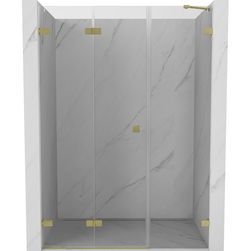 Mexen Lunar-F drzwi prysznicowe składane lewe 150 cm, transparent, złote szczotkowane - 836S-150-050-55-00-L