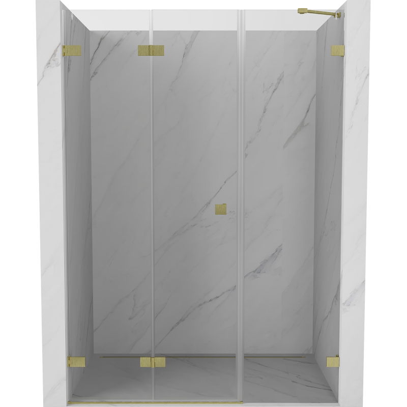 Mexen Lunar-F Faltbare Duschwand links 150 cm, transparent, gebürstetes Gold - 836S-150-050-55-00-L